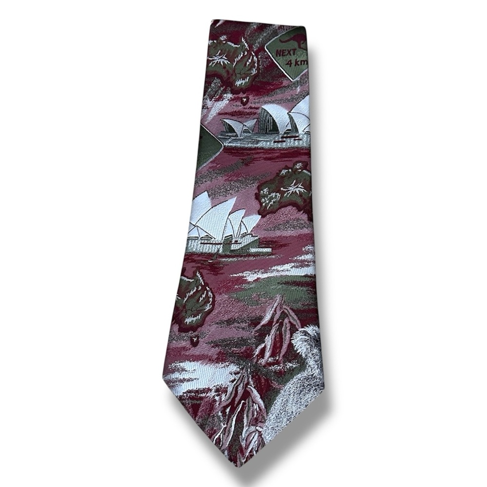 Vintage Address Australia Scenic Red Men’s Necktie 54” Koala Sydney Opera House